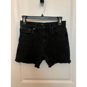 Madewell High waisted Jean Shorts Black Pockets Raw hem Fitted Denim 26 beachy